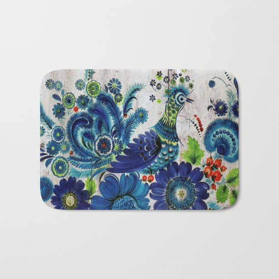 Russian Folk Art on Wood 03 Bath Mat