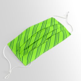 [ Thumbnail: Chartreuse and Forest Green Colored Stripes/Lines Pattern Face Mask ]