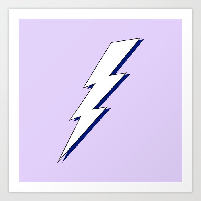 Just Me and My Shadow Lightning Bolt - Purple White Blue Art Print