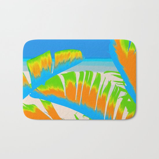 Tropical Colored Banana Leaves Design Bath Mat