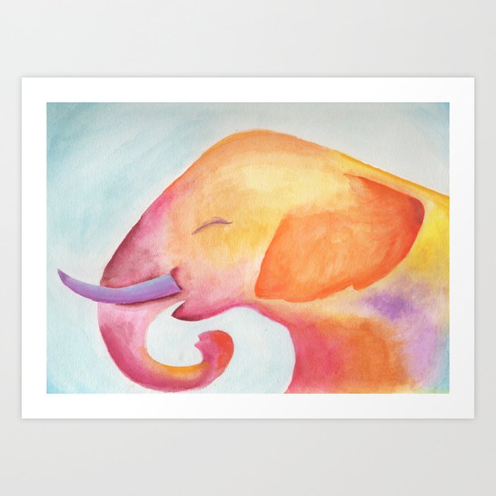 Cheerful Elephant v.1 Art Print