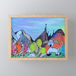 Kevin the Goat Tromps through the Galactic Moonscape Framed Mini Art Print