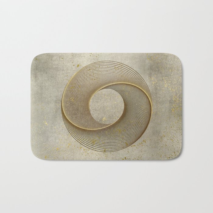 Geometrical Line Art Circle Distressed Gold Bath Mat