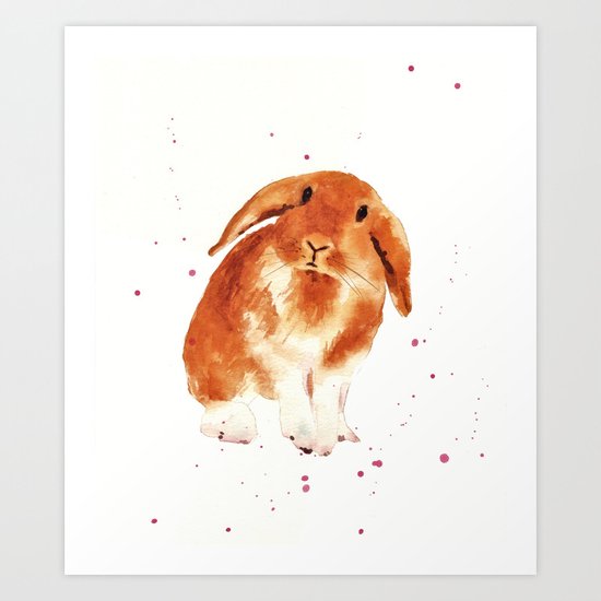 bunny, rabbit painting, lop eared bunny, fluffy bunnykins, bunny lover gift Art Print