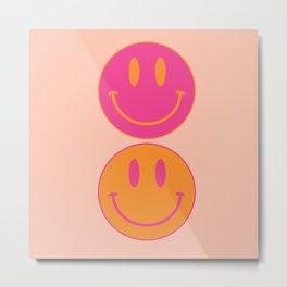 Groovy Pink and Orange Smiley Face - Retro Aesthetic  Metal Print | Pattern, Modern, Cute, Colorful, Office, Collage, 8X10, Smile, Dorm, Emoticon 