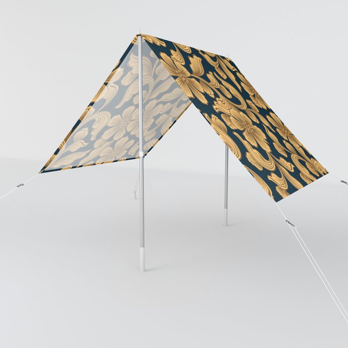 Modern Gold Damask Floral Trendy Collection Sun Shade