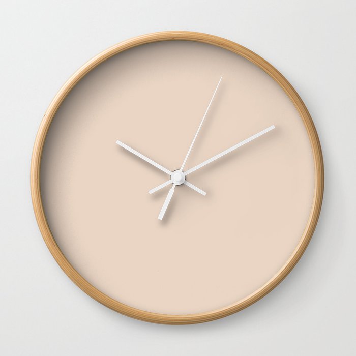 Ultra Pale Peach Orange Solid Color Pairs PPG Enjoy PPG1071-2 - All One Single Shade Hue Colour Wall Clock