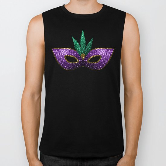 Mardi Gras Mask Purple Green Gold Sparkles Biker Tank
