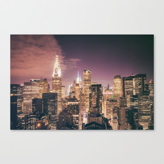 New York City - Chrysler Building Lights Canvas Print