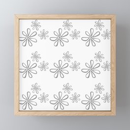 Daisy Floral Pattern Minimal White & Grey Framed Mini Art Print
