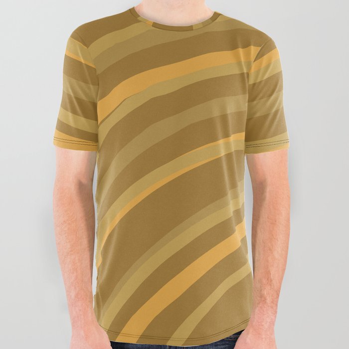 Golden Imperfect Rainbow Arch Lines All Over Graphic Tee