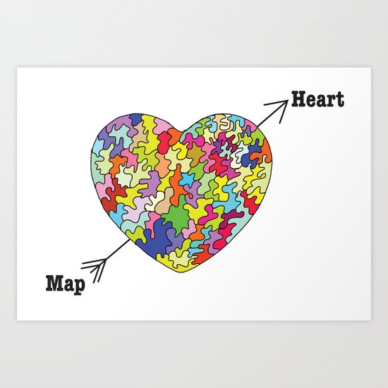 Heart Map Art Print