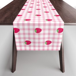 Strawberry Picnic Pattern (pink) Table Runner