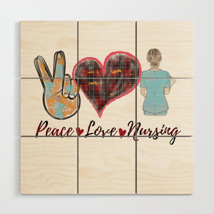 Peace Love Nursing Wood Wall Art