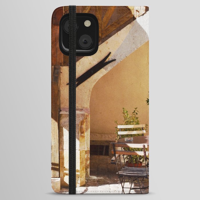French Cafe in Burgundy | Travel Photography in Dijon France  iPhone Wallet Case