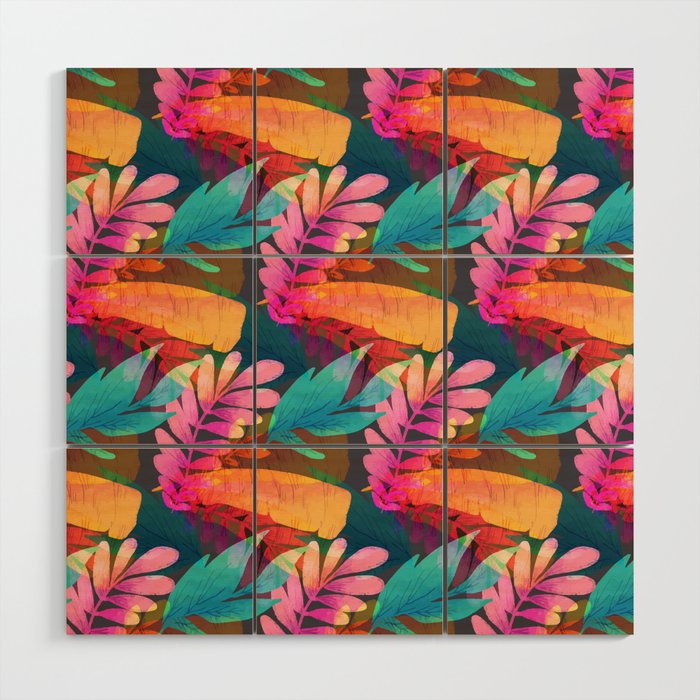 Multi Colored Abstract Leaf Pattern Wood Wall Art By Cimeries