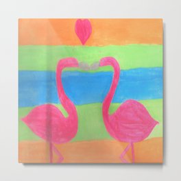 Pink Flamingo Mural Art Metal Print | Colorfulart, Animal, Kissing, Streetart, Boldart, Boldcolors, Mural, Abstractart, Birds, Colorfulstripes 