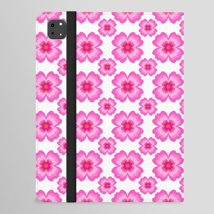 Modern Hot Pink Palm Springs Flowers Retro Modern Geo Design Floral Mini Grandmillenial Pattern iPad Folio Case