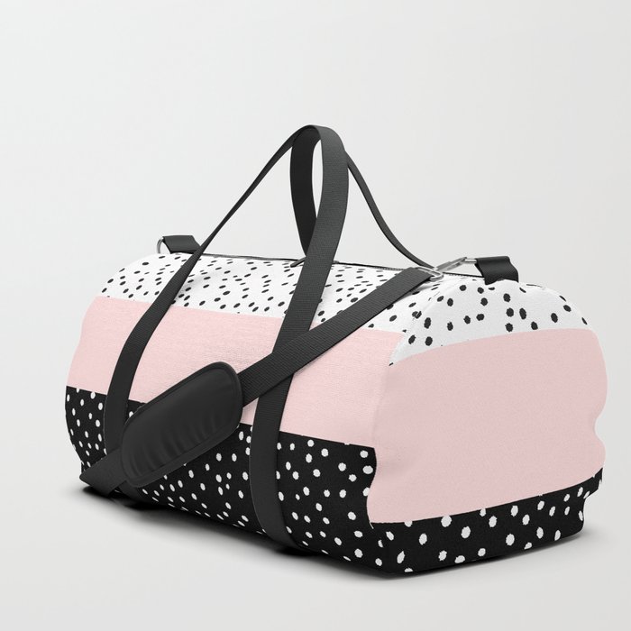 Pink white black watercolor polka dots Duffle Bag