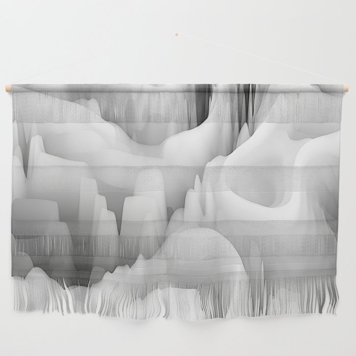 art abstract fractal wave blurred monochrome background in black, grey and white colors; seamless pattern; 3d effect Wall Hanging