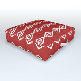 Bright Red White Pattern Outdoor Floor Cushion