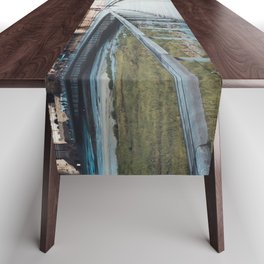 France Photography - Mont Saint-Michel Under The Blue Sky Table Runner