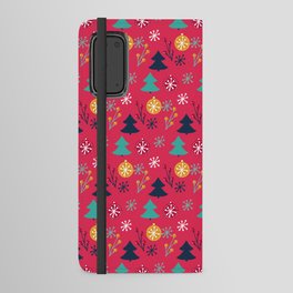 Christmas Pattern Tree Snowflake Bauble Pink Android Wallet Case