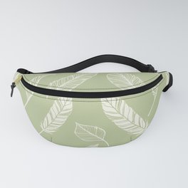 White Feather on Pastel Sage Green Fanny Pack