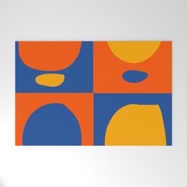 Abstract Minimal Art Orange Blue Yellow Shapes Welcome Mat
