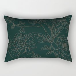 Emerald Vintage Chinoiserie Botanical Floral Toile Wallpaper Pattern Rectangular Pillow