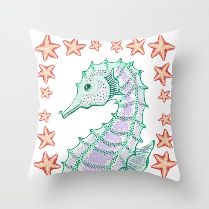 Seahorse smile Throw Pillow