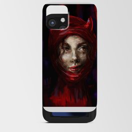 cunning girl lucifer in a red, balaclava iPhone Card Case