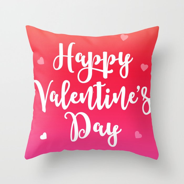Happy Valentine's Day Hearts Throw Pillow