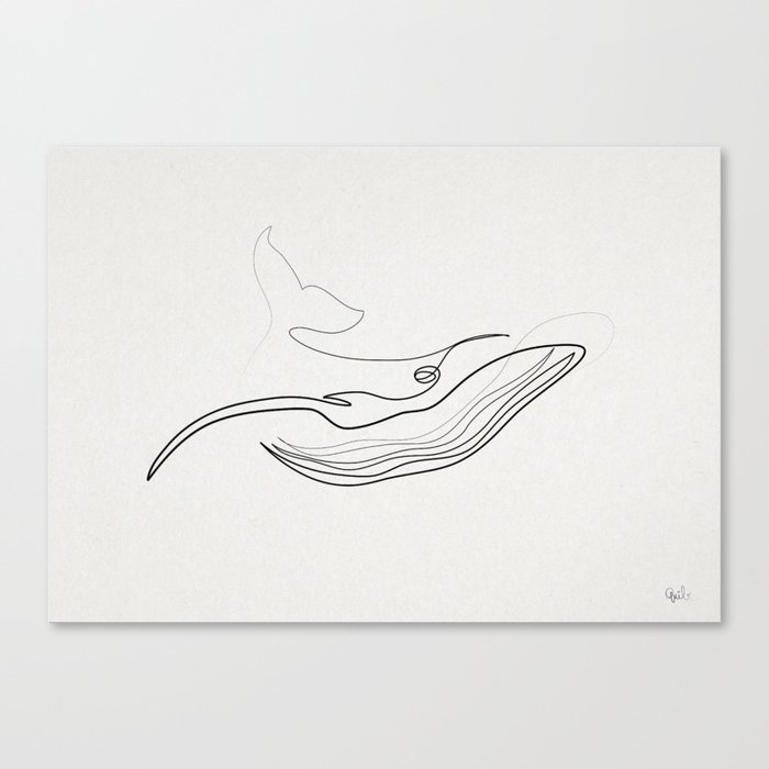 Oneline Whale Canvas Print
