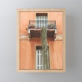 Pastel orange balcony - Greece - Travel photography Framed Mini Art Print