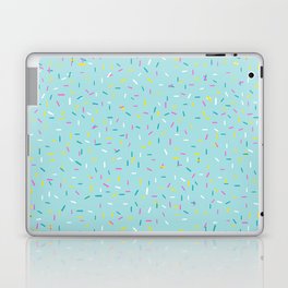 Rainbow Sprinkles Jimmies 90s Confetti on Teal Blue Background Laptop Skin