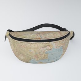 Beautiful 1898 Vintage Color Map of Yellowstone National Park Fanny Pack
