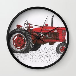 Farmall Super M, International Harvester Tractor Drawing Wall Clock
