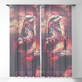 Spiritual Awakening Crow | Mysterious and Colorful Digital Illustration Graphic Design Sheer Curtain