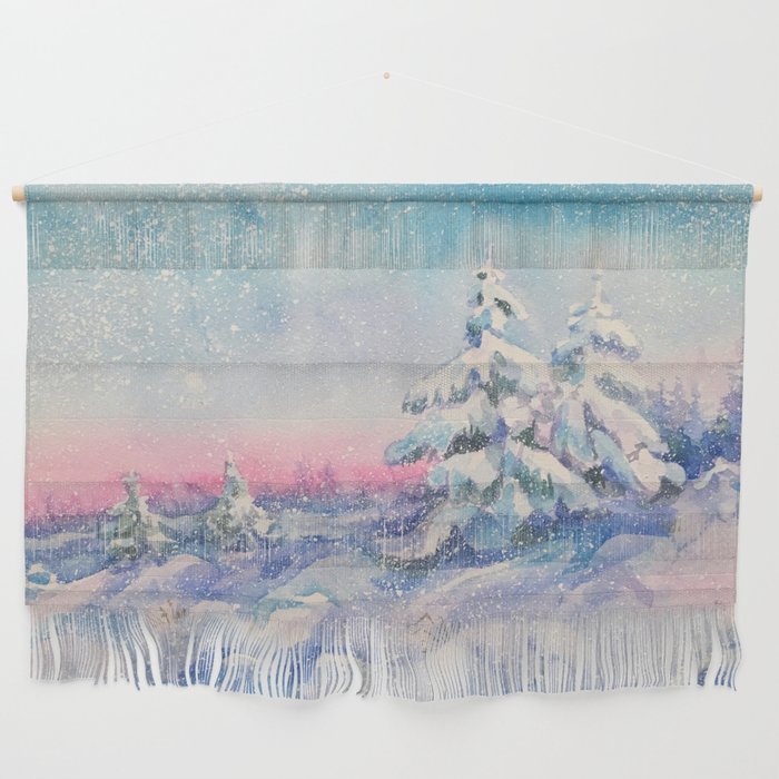 Snowy Sunset in the Winter Forest Wall Hanging