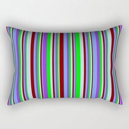 [ Thumbnail: Vibrant Maroon, Powder Blue, Lime, Purple & Cornflower Blue Colored Striped Pattern Rectangular Pillow ]