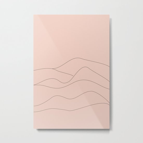Pink Mountains Minimal Metal Print