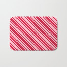 [ Thumbnail: Pink and Crimson Colored Lined/Striped Pattern Bath Mat ]