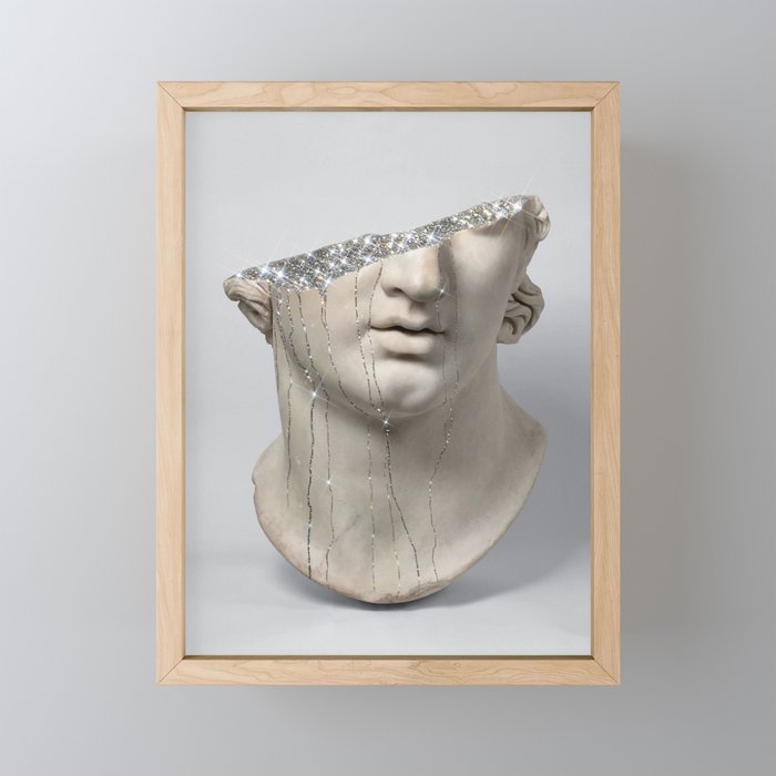 DIAMOND TEARS | collage art by Yana Potter | glitter | sculpture | mythology | bling and shine Framed Mini Art Print