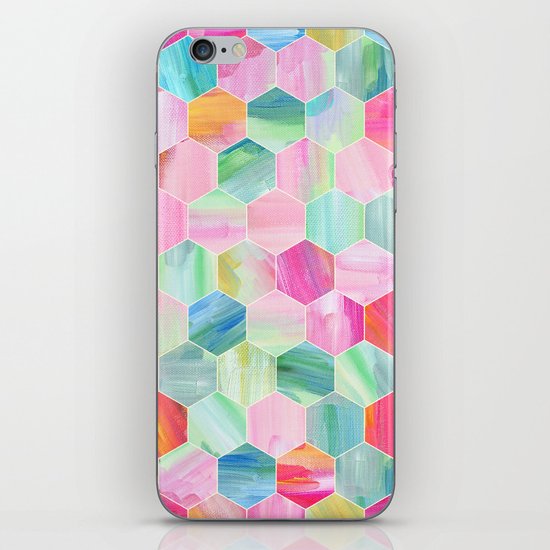 Pretty Pastel Hexagon Pattern in Oil Paint iPhone & iPod Skin