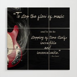 The Flow of Music Minimal Guitar Portrait with Light Painting and Quote Wood Wall Art
