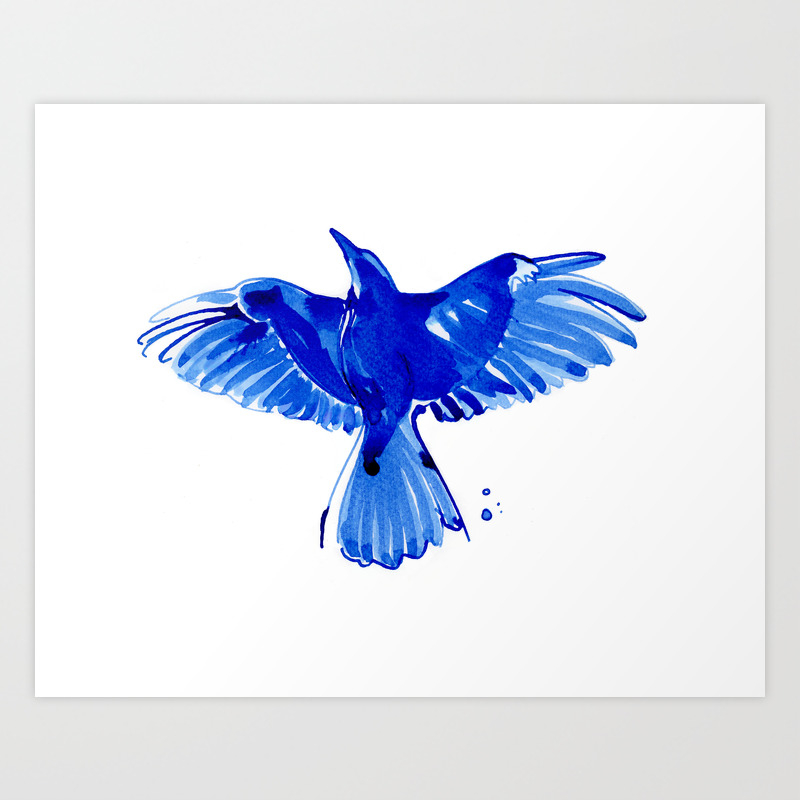 Blue Bird Wings Art Print By Mikaelanordlund Society6