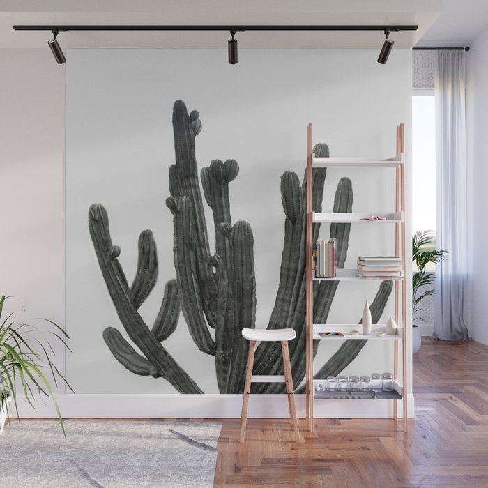 Black And White Cactus Wall Mural By Nadja1 Society6