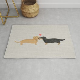 Cute Wiener Dogs with Heart | Dachshunds Love Rug