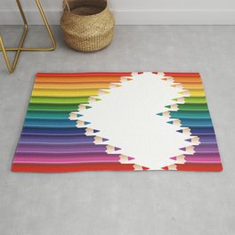 Pride Rainbow Pencil Heart Stripes Area & Throw Rug